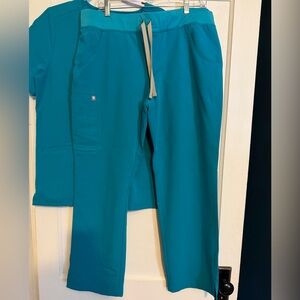FIGS Kade Cargo Scrub Pants L/P Teal